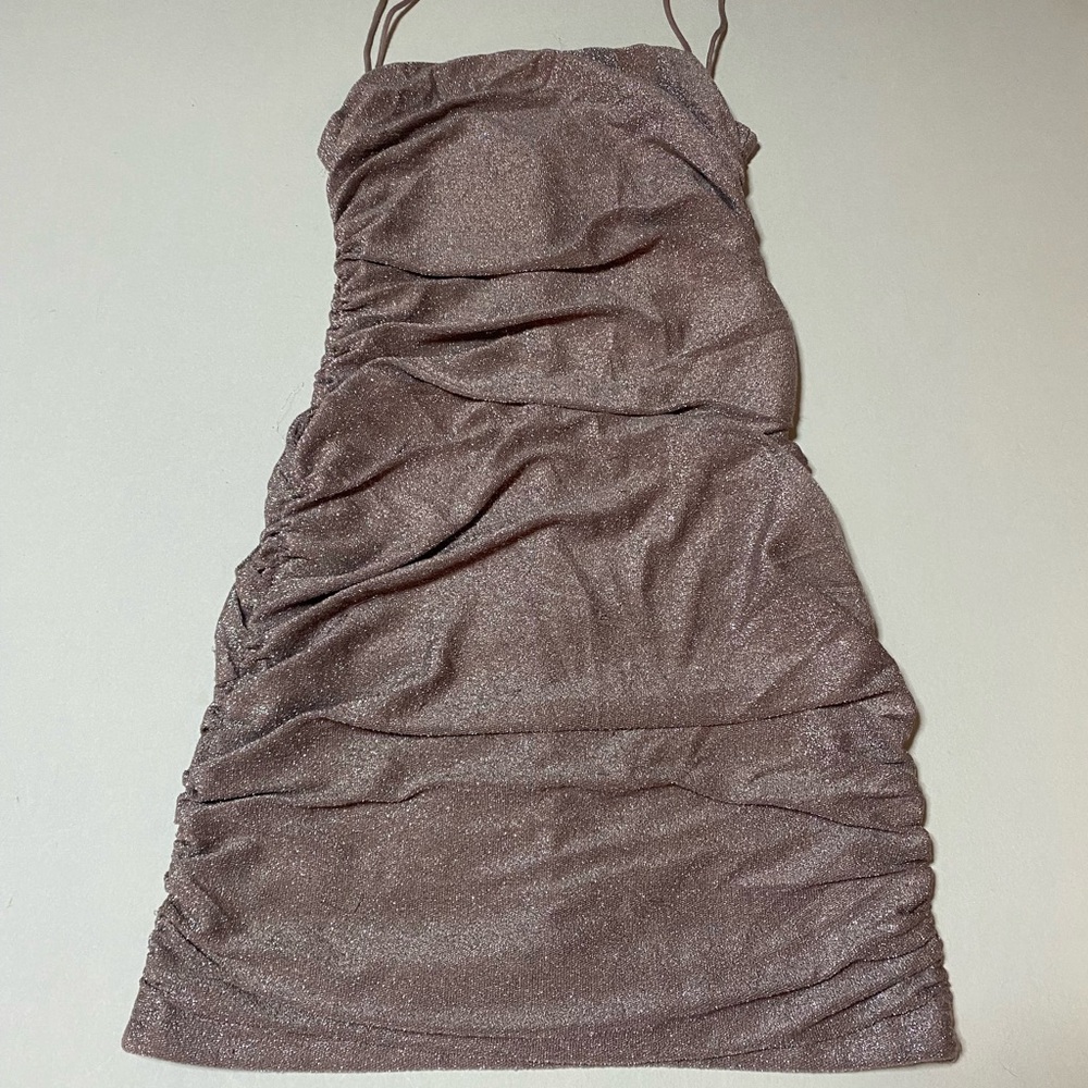 SHEIN Strapless Glitter Dress in Silver